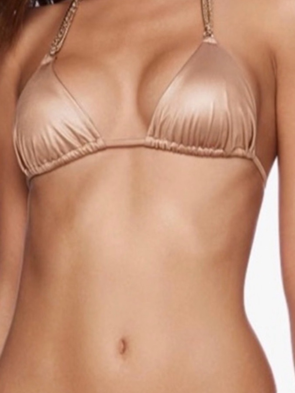 Beach Bunny Metallic Gold Chain-Accented Triangle Bikini Top - Picture 5 of 5